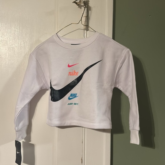 Nike Kids  White Logo Sweatshirts size 6 - Picture 1 of 5